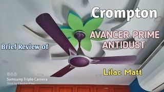 Crompton Avancer Prime AntiDust Lilac Matt 48" (2018) Ceiling fan brief Review