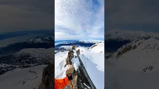 Skiing down a cliff! #skiing #crazy #extremesports