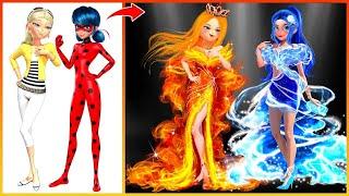 Miraculous Ladybug Queen Bee Glow Up Into Elemental Ember Lumen, Brook Ripple  - Transformation