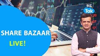 Share Bazaar LIVE| Trump का Tariff  War Stock Market पर हावी?| BizTak