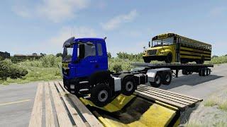 Trucks Cars vs Massive Speed Bumps – Cars vs Upside Down Speed Bump – BeamNG.Drive #1