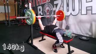 Bench press 120/140/160/170kgx3 (pause) + squat, low bar