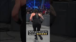 #romanreigns destroyed #realrobertroode with this Super through a barricade on this day in 2019