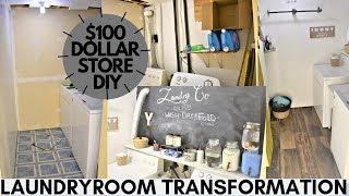 COMPLETE TRANSFORMATION//LAUNDRY ROOM MAKEOVER//$100 FACELIFT//DOLLAR STORE DIY