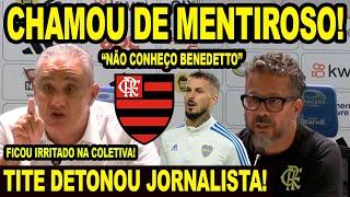 TITE CHAMOU JORNALISTA DE MENTIROSO E DETONOU GERAL! "NÃO CONHEÇO BENEDETTO" FICOU IRRITADO COLETIVA