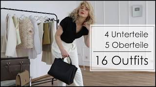 16 Outfits Stylen 4 Unterteile & 5 Oberteile - Sommer Capsule Wardrobe - Fashion Lookbook