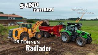 5 Mulden-Gespanne gegen den 25 Tonnen Radlader! 500m³ Sand fahren