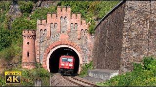 Rhine Valley - rail traffic - Historic rail tunnels, jumping railroad crossings, scenic towns [4K]