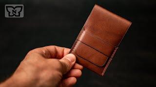 Simple leather cardholder with a flap without a button. Free sewing pattern in PDF