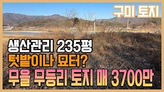 구미 토지 / 생사관리지역 235평 임야, 도로접하고있고 접근성좋은 가성비 저렴한 토지 매매 3700만 무을면 무등리 텃밭, 묘터?