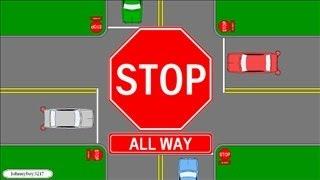 Learn who has the right of way at a four way stop Intersection  Traffic Signs Rules Of The Road 4