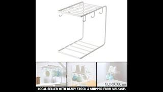 Iron Metal Coffee Cup Hanger Plate Storage Mug Cup Rack Organizer