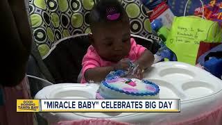 Kimbriah the 'miracle baby' receives birthday party at Johns Hopkins All Children's Hospital