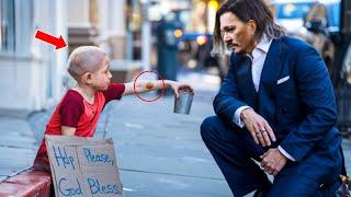 Homeless Girl Begs Johnny Depp for Help - He Notices Something Important and Takes Action!