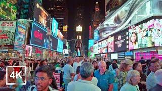 4K Night in Times Square - Walking in New York City - HDR - Binaural - 2024