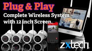 Zxtech 5MP Complete Wireless CCTV System with 12 inch Screen WX4A4I