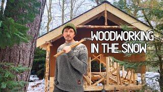 Working With Handtools In A Winter Forest | Turning Logs Into Poles For My Cabin, ep. 5