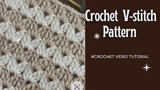 How to Crochet V-Stitch Cluster Pattern | Beginner Friendly Tutorial  | Cute and Easy