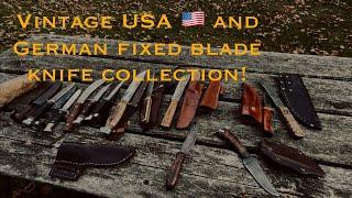 Vintage USA Made and German Made Fixed Blade Knives Collection- Antiques to Modern - Hunter/History