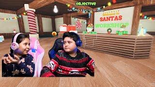 Maria si Mihai sunt ajutoarele lui Mos Craciun in Roblox Santa's Workshop