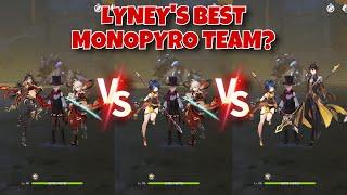 The Best Mono Pyro Teams for Lyney! Is It w/ Xiangling vs w/ Dehya vs w/ Zhongli vs w/ Kazuha???