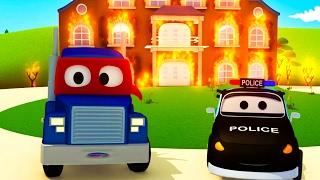 The Car Patrol: fire truck and police car Supertruck needs help! in Car City  Cars cartoons