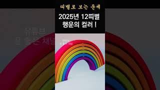 새해 12가지 띠별 행운의 색상! 2025년 을사년에 행운을 부르는 색깔! 재물운 올려주는 행운의 색! #띠별운세, #새해운세, #사주, #금전운, #대박,
