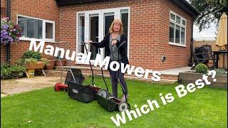 COMPARING MANUAL REEL/CYLINDER MOWERS! Webb Auto Sidewheel 30, Webb WEH-18 and Einhell GC - HM400