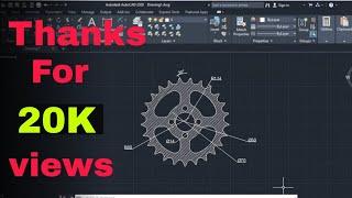 Autocad tutorial in hindi, 2d sketch, practice drawing  chain sprocket ️ gear drawing |Ex-28|