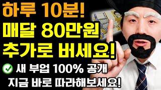 하루 10분! 부업으로 집에서 매달 80만원 돈벌기! (1년에 최소 40만원은 100% 받음) 누구나 가능! 지금 바로 따라해보세요! [무료 영상 가이드 제공]