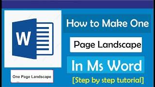 How To Make One Page Landscape In Word