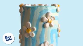 Easy Striped Daisy Cake Design