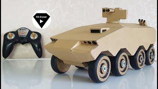 How to make a car, armored personnel carrier from cardboard on a radio control?