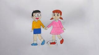 Nobita and Shizuka Drawing From Doraemon | NK Creation Noorjahan