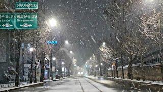 Seoul Night Heavy Snow Walk Relaxing Ambience Sleep White Noise Tinnitus Relief ASMR