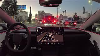 Raw 1x: Tesla FSD (Supervised) 12.5.6.1 Drives to West Hollywood at Rush Hour