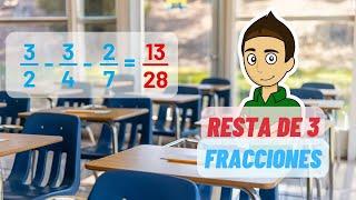 RESTA DE 3 FRACCIONES