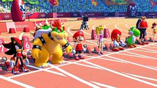 Unbelievable 100m Race (All Characters) in Mario & Sonic at the Olympic Games Tokyo 2020