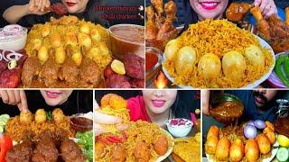 ASMR:Eating Spicy Egg Biryani and Chicken Curry(Eating show)mixeating
