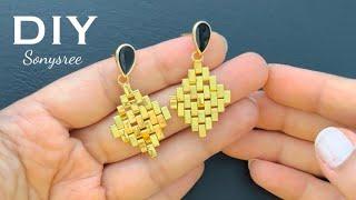 Half Tila Beads Earrings || DIY Beaded Earrings