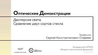 Оптические демонстрации: дисперсия света и сравнение двух сортов стекла