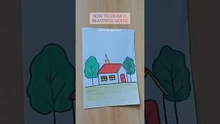 How to Draw a Beautiful House for kids step by step  #shorts #drawing #viral