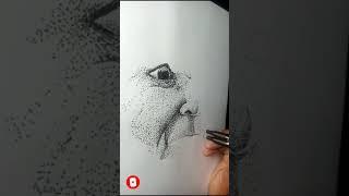 stripple portrait drawing | Pen and Ink Drawing Tutorial | Face Strippling | Strippling #shorts