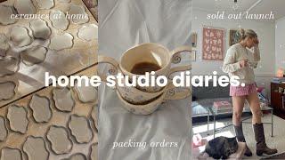 home studio diaries ️ sold out ceramics launch, packing orders & my biggest commission yet! | vlog