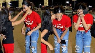 Rashmika Mandanna Kissed By Her Fan Girl @ Mumbai Airport | Super Cute | Manastars