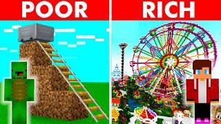 Mikey POOR vs JJ RICH Amusement Park Build Challenge in Minecraft (Maizen)