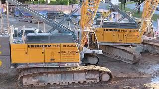 STEIN - 2 LIEBHERR Hydroseilbagger HS 8100 beim Bau einer Schlitzwand