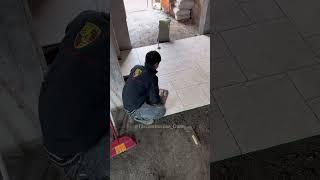 Asian bricklayer installs tiles P14 #diy #construction #tiles #shorts #bricklayer #tiling  #handmade