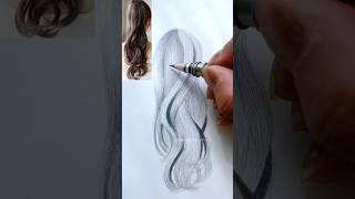 Easiest Hair Drawing Tutorial  #shorts