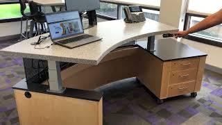 Demco® TechnoLink® Height-Adjustable Reference Desk